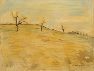 Vente aux enchères Mario CAVAGLIERI 'Les arbres fruitiers'. Dessin aux crayons de couleur