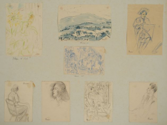 Vente aux enchères Mario CAVAGLIERI. Ensemble de 8 croquis au crayon , crayons de couleur