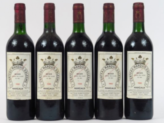 Vente aux enchères 5 BOUTEILLES CHÂTEAU MARQUIS D'ALESME GCC MARGAUX - 1990 - 4 LB/ETLA