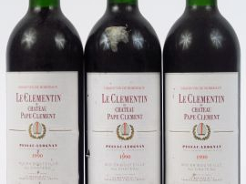 Vente aux enchères 3 BOUTEILLES LE CLEMENTIN DE PAPE CLEMENT - 1990 - BG+/ETLA