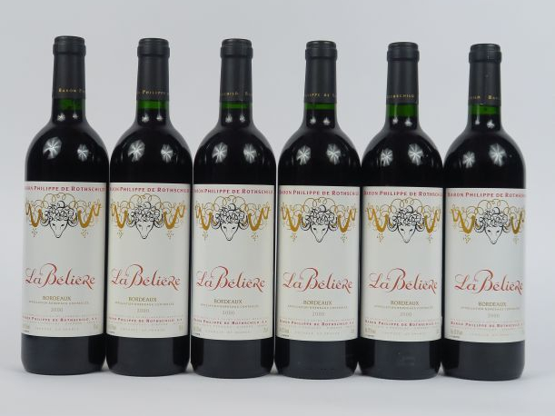 6 BOUTEILLES  LA BELIERE BARON PHILIPPE DE ROTHSCHILD BORDEAUX - 2000