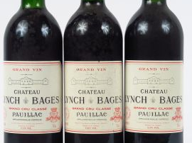 Vente aux enchères 3 BOUTEILLES CHÂTEAU LYNCH BAGES GCC PAUILLAC : 2 de 1995 1 BG+ - 1 de