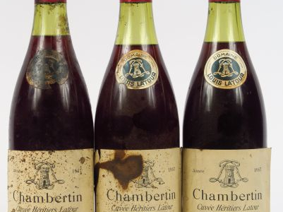 3 BOUTEILLES CHAMBERTIN 'CUVEE HERITIERS LATOUR' L. .LATOUR - 1967 - 1