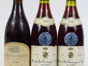 3 BOUTEILLES : 2 NUITS ST GEORGES 1er CRU 'LES PORRETS' DUBOIS 1982 - 