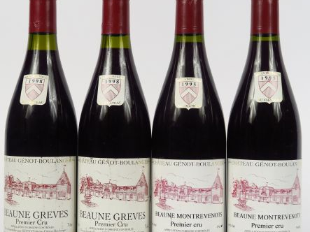 4 BOUTEILLES GENOT BOULANGER : 2 BEAUNE GREVES 1er CRU 1998 - 2 BEAUNE