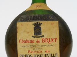 Vente aux enchères 1 BOUTEILLE BAS ARMAGNAC CHÂTEAU DE BRIAT BARON DE PICHON LONGUEVILLE 