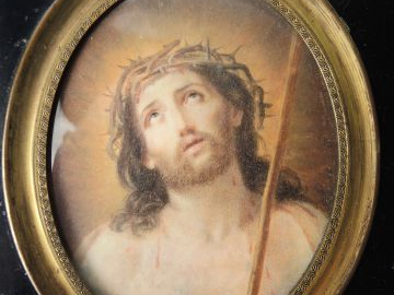 Madame de MIRBEL (1796-1849) 'Ecce homo' d'après Guido Reni. Miniature