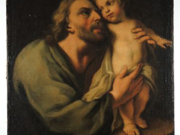 ECOLE ESPAGNOLE DU XVIII° SIECLE Saint Joseph et l'Enfant Jésus Huile 