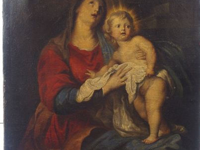 Ecole française XVIIIe 'Vierge à l'Enfant'. Huile sur toile. 61 x 50 c