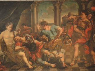 Vente aux enchères Ecole italienne début XVIIIeme. 'Samson et Dalila'. Huile sur toile. 1
