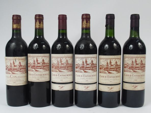 6 BOUTEILLES CHATEAU COS D'ESTOURNEL - 1/1987 - EA 1/1988 - BG 1/1989 