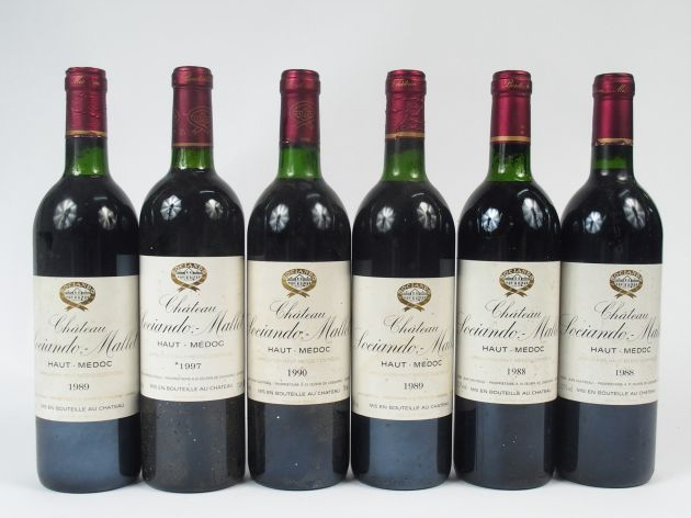 6 BOUTEILLES CHATEAU SOCIANDO MALLET HAUT MEDOC - 2/1988 2/1989  - 1 L