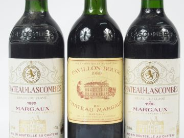 3 BOUTEILLES : 1 PAVILLON ROUGE DU CHATEAU MARGAUX 1989 LB - 2 CHATEAU