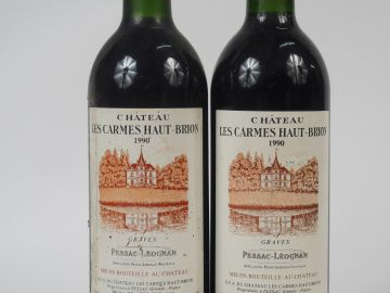 2 BOUTEILLES CHATEAU LES CARMES HAUT BRION CC GRAVES - 1990