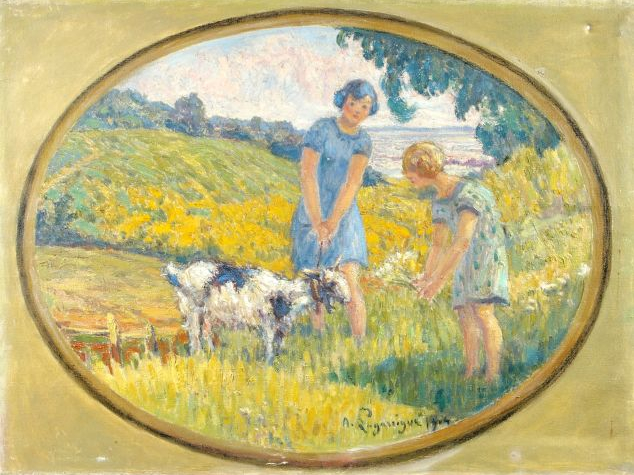 A. LAGARRIGUE 'Les enfants jouant dans le près solitude farm Jersey 19