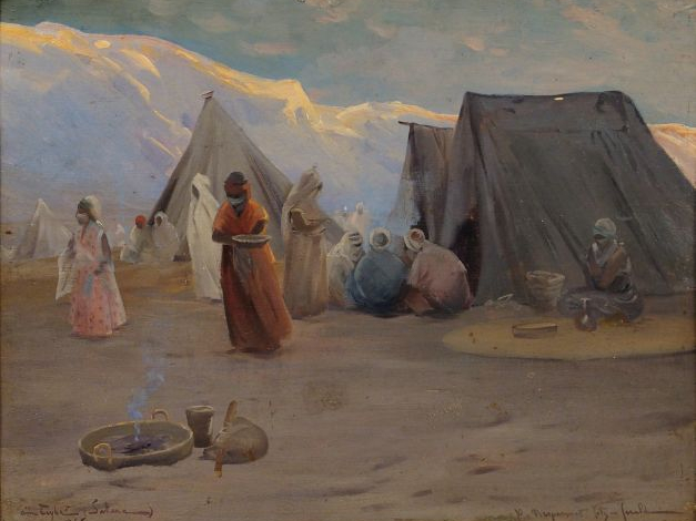 Xavier DESPARMET-FITZ-GERALD, "Campement en Afrique du Nord". Huile su