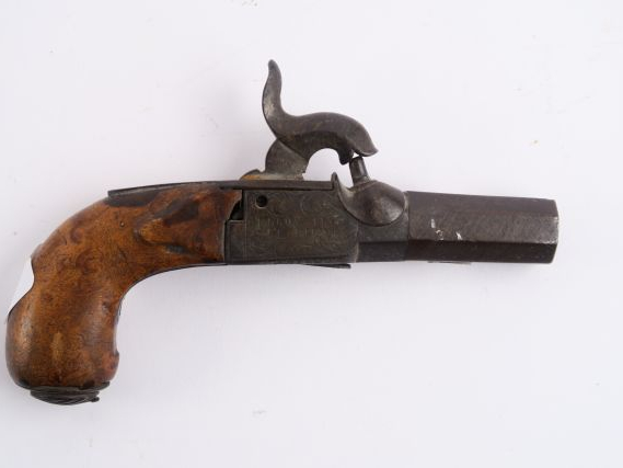 107-14-Petit pistolet de poche à coffre et à percussion, canon octogon