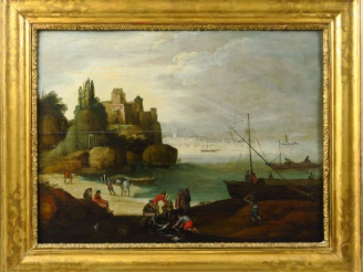 Vente aux enchères Ecole FLAMANDE vers 1640, suiveur de Jan BRUEGHEL 'Le retour de la pêc