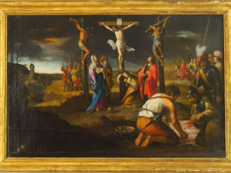 Vente aux enchères Ecole FRANCAISE vers 1650 'Le Christ entre les deux larrons avec les s