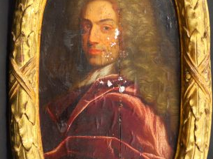 Ecole de Subleyras. 'Paire de portraits'. Huiles sur panneaux, dans de