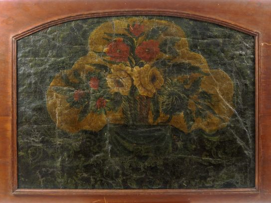 Dessus de porte XVIIIème. Huile sur toile 'Nature morte' 54,5 x 74,5cm