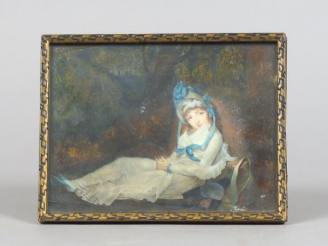 Vente aux enchères 	Attribué à Jean-Baptiste ISABEY (1767-1855) 'Jeune fille alanguie dan