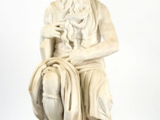 Vente aux enchères Rinaldo RINALDI "Moïse". Grande sculpture en marbre blanc de carrare, 