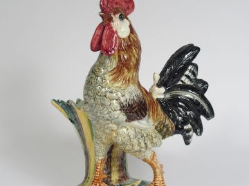 PERRET à Vallauris. Sculpture porte-bouquet en céramique polychrome "C