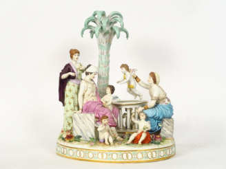 Vente aux enchères Très beau groupe début XIXème en porcelaine polychrome de Saxe "Marcha
