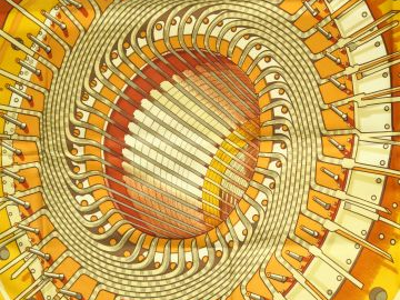 HERMES. "Alternateur". Carré en soie brune et ocre par Pierre Peron