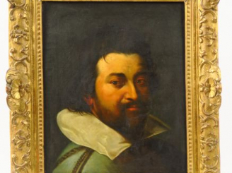 Vente aux enchères Ecole française XVIIème "Portrait d'homme barbu" Huile sur toile. Dim.