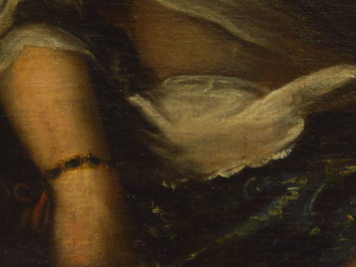 Ecole italienne XVIIème "Suzanne et les Vieillards". Huile sur toile. 