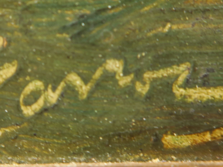 Ecole française XIXème "Le bouvier" Huile sur panneau. Signée en bas g