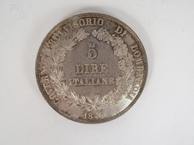 ITALIE. Gouvernement Provisoire. 5 Lires 1848-M. C.221 Presque superbe