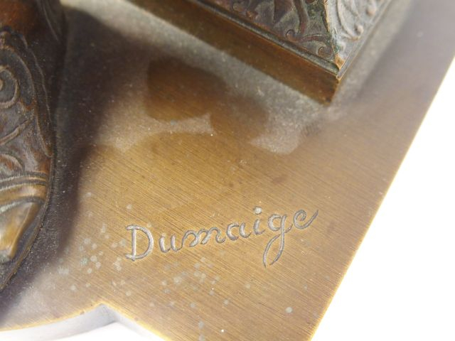 DUMAIGE. "Homme à l'antique en pied". Sculpture en bronze à patine ver