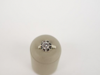 Vente aux enchères CC-Solitaire demi taille de 0,90 cts environ en or blanc et platine