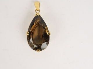 Vente aux enchères CC-Pendentif quartz fumé en forme de goutte, monture en or