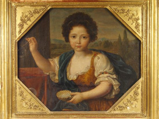 Ecole française XVIIIème "Portrait de Mademoiselle de Blois". Huile su