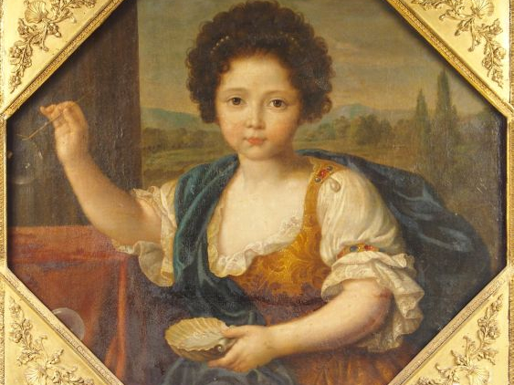 Ecole française XVIIIème "Portrait de Mademoiselle de Blois". Huile su