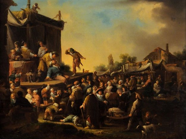 Johan Georg TRAUTMANN "Le charlatant".  Huile sur panneau. 33,5 x 43,5