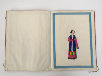 Vente aux enchères Ensemble de gouaches de Canton sur papier de riz représentant des dign