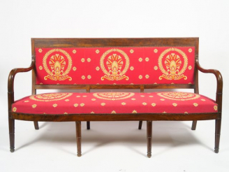 Vente aux enchères Salon Empire en noyer comprenant : une paire de bergères, six fauteuil