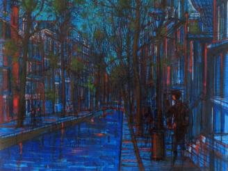 Vente aux enchères Jean CARZOU. 'Canal à Amsterdam'. Huile sur toile, signée en bas à gau