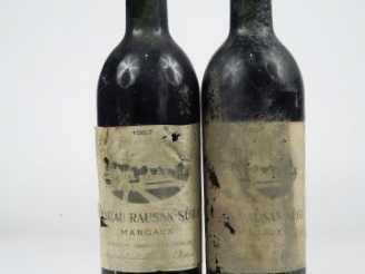 Vente aux enchères 2 BOUTEILLES CHÂTEAU RAUSAN SEGLA GCC MARGAUX - 1957 - BG/EA/BS