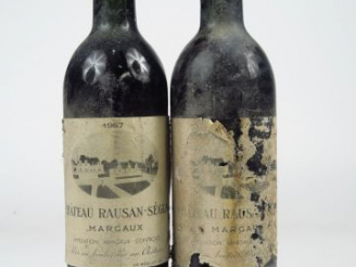 Vente aux enchères 2 BOUTEILLES CHÂTEAU RAUSAN SEGLA GCC MARGAUX - 1957 - LB/1 EA/BS