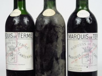 Vente aux enchères 3 BOUTEILLES CHÂTEAU MARQUIS DE TERME CC MARGAUX - 1959 - 1 LB/2 HEP/1