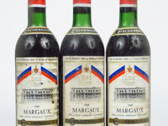 Vente aux enchères 3 BOUTEILLES MARGAUX ESCHENAUER - 1969 - BG/BLS