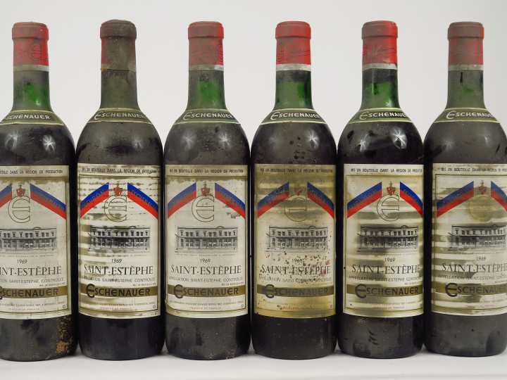 6 BOUTEILLES SAINT ESTEPHE ESCHENAUER - 1969 - BG/ES