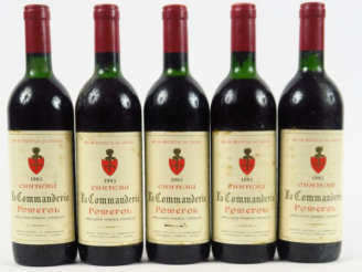Vente aux enchères 5 BOUTEILLES CHÂTEAU LA COMMANDERIE POMEROL - 1985 - BG à LB