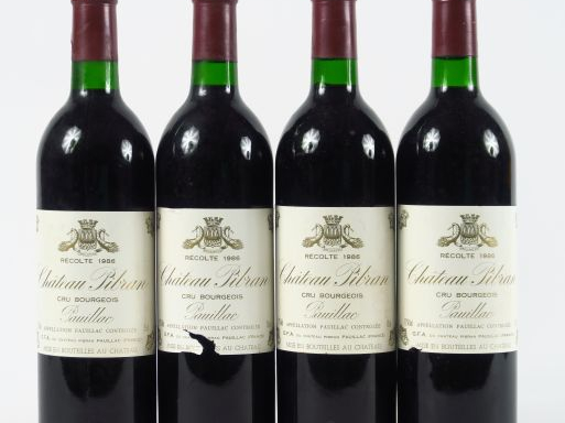 4 BOUTEILLES CHÂTEAU PIBRAN CB PAUILLAC - 1986 - 1 ED/BG+